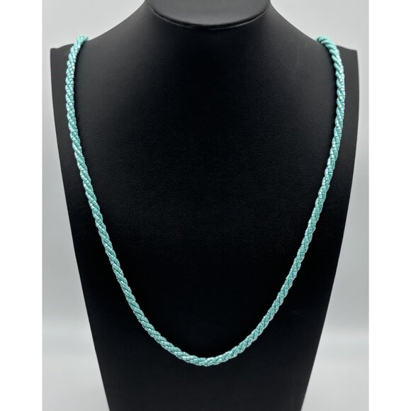 Vintage Nolan Miller Long Necklace 2 Twisted Strands Light Blue Glass Beads, 37" - Picture 2 of 11